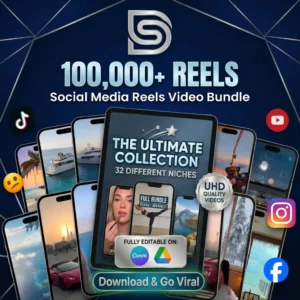 100000 social media reels video bundle UHD fully editable 32 niches for TikTok Instagram YouTube PLR