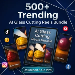 500 trending AI glass cutting reels bundle satisfying viral videos editable PLR for TikTok Instagram