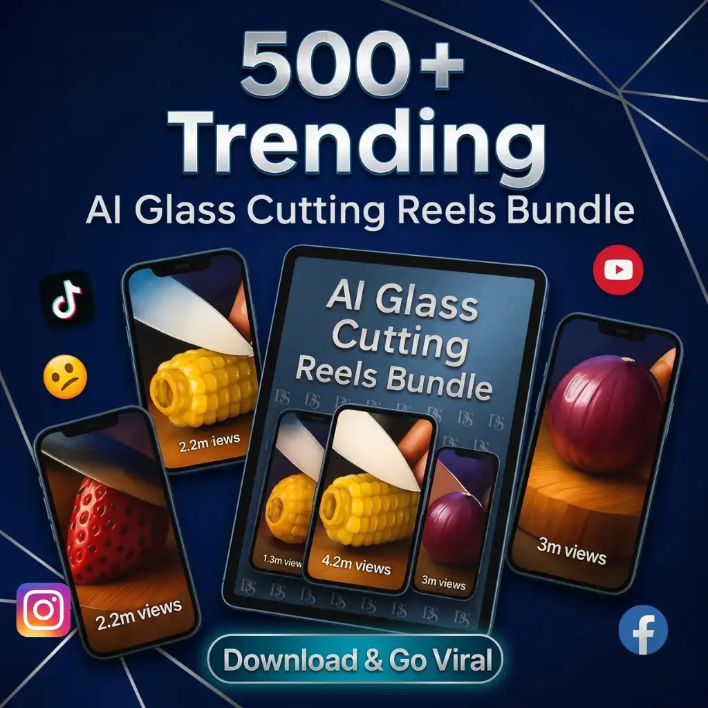 500 trending AI glass cutting reels bundle satisfying viral videos editable PLR for TikTok Instagram