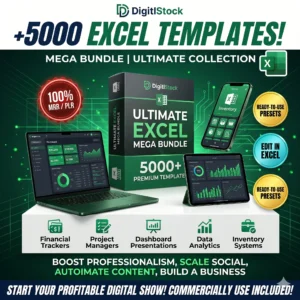 A premium bundle of 5000+ Excel templates designed for business, analytics, dashboards, and financial tracking.